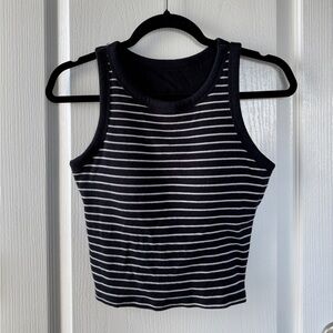 Uniqlo Black and White Striped Tank Top with Built In Bra